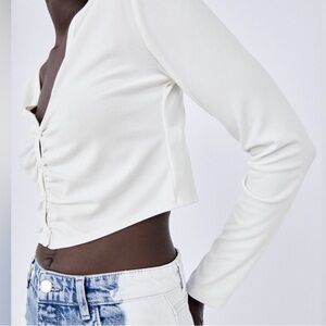 BNWT Zara Long Sleeve Ribbed Crop Top